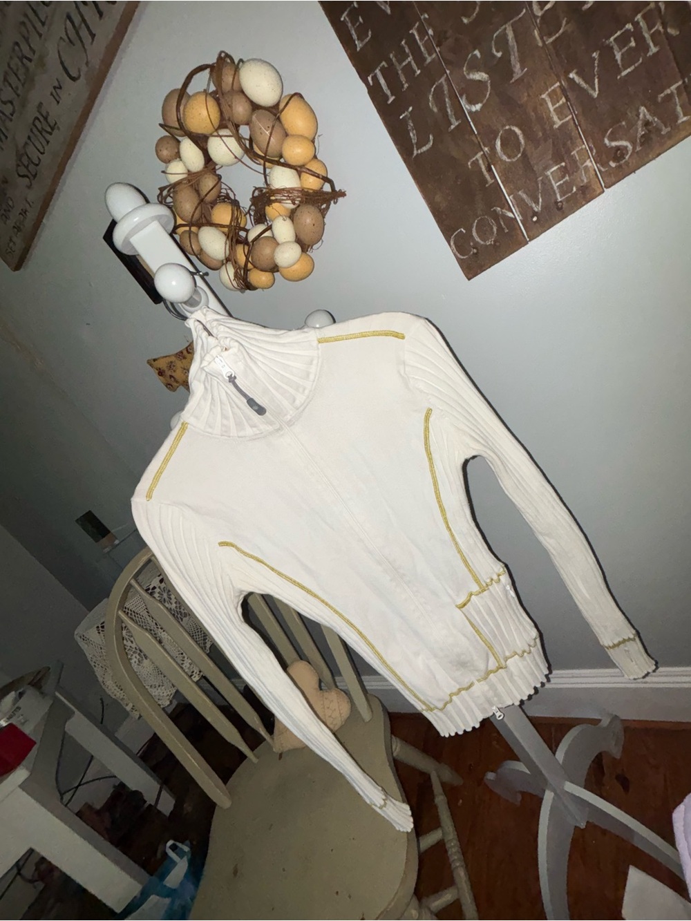 Athleta Cream Sz S Ribbed knit Zip-Up